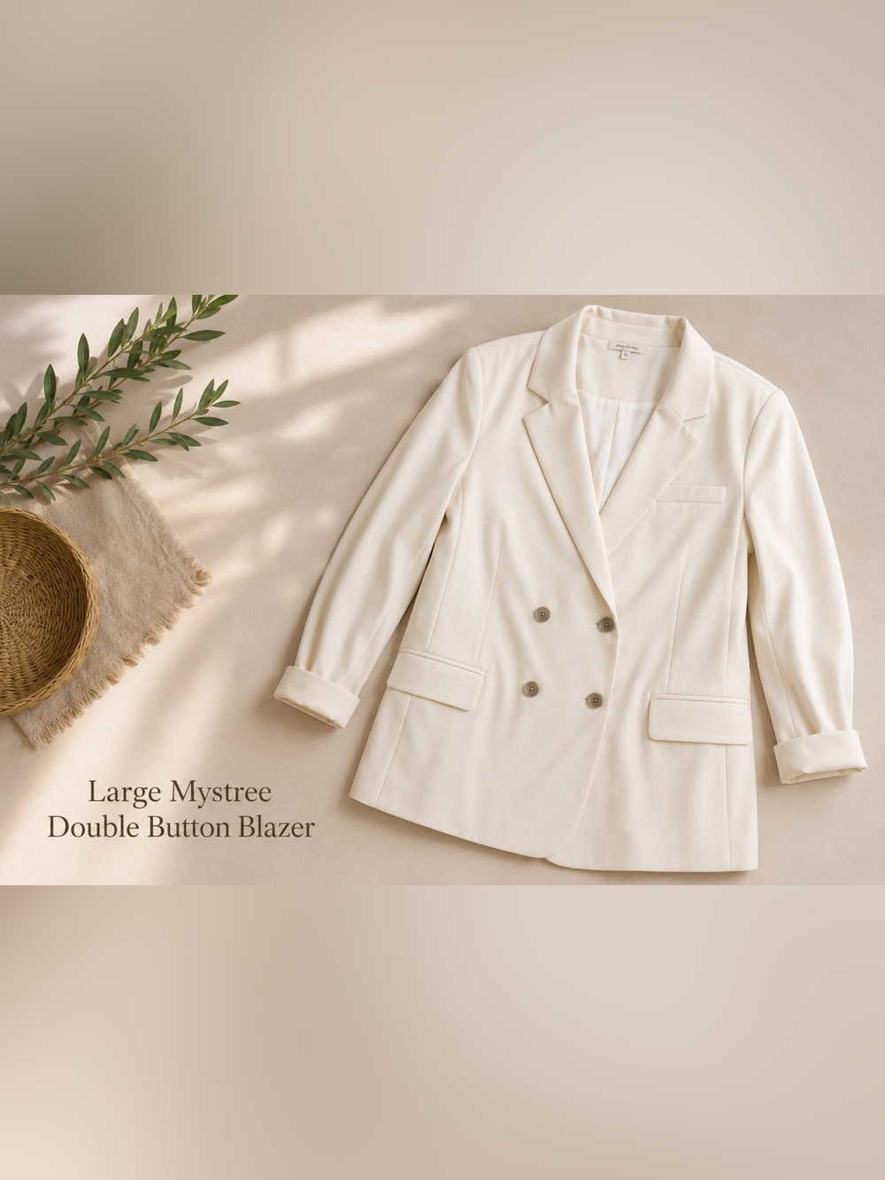 Mystree Double-Breasted Cream Blazer